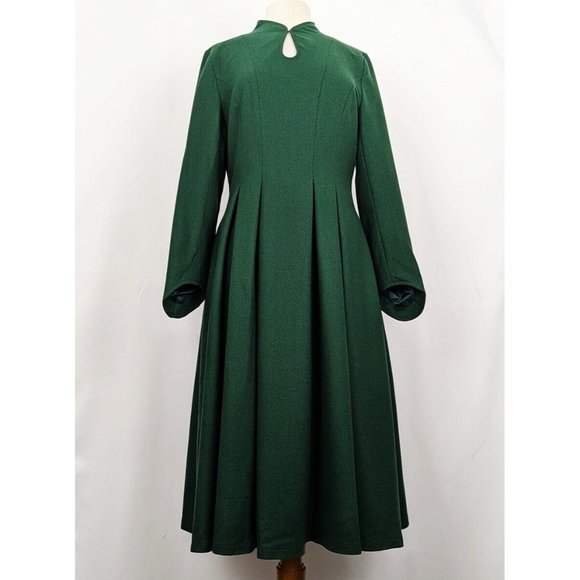 Xiaolizi Dresses & Skirts - Xiaolizi Dress Green Wool Blend Fit Flare Lined Retro Midi Misses L